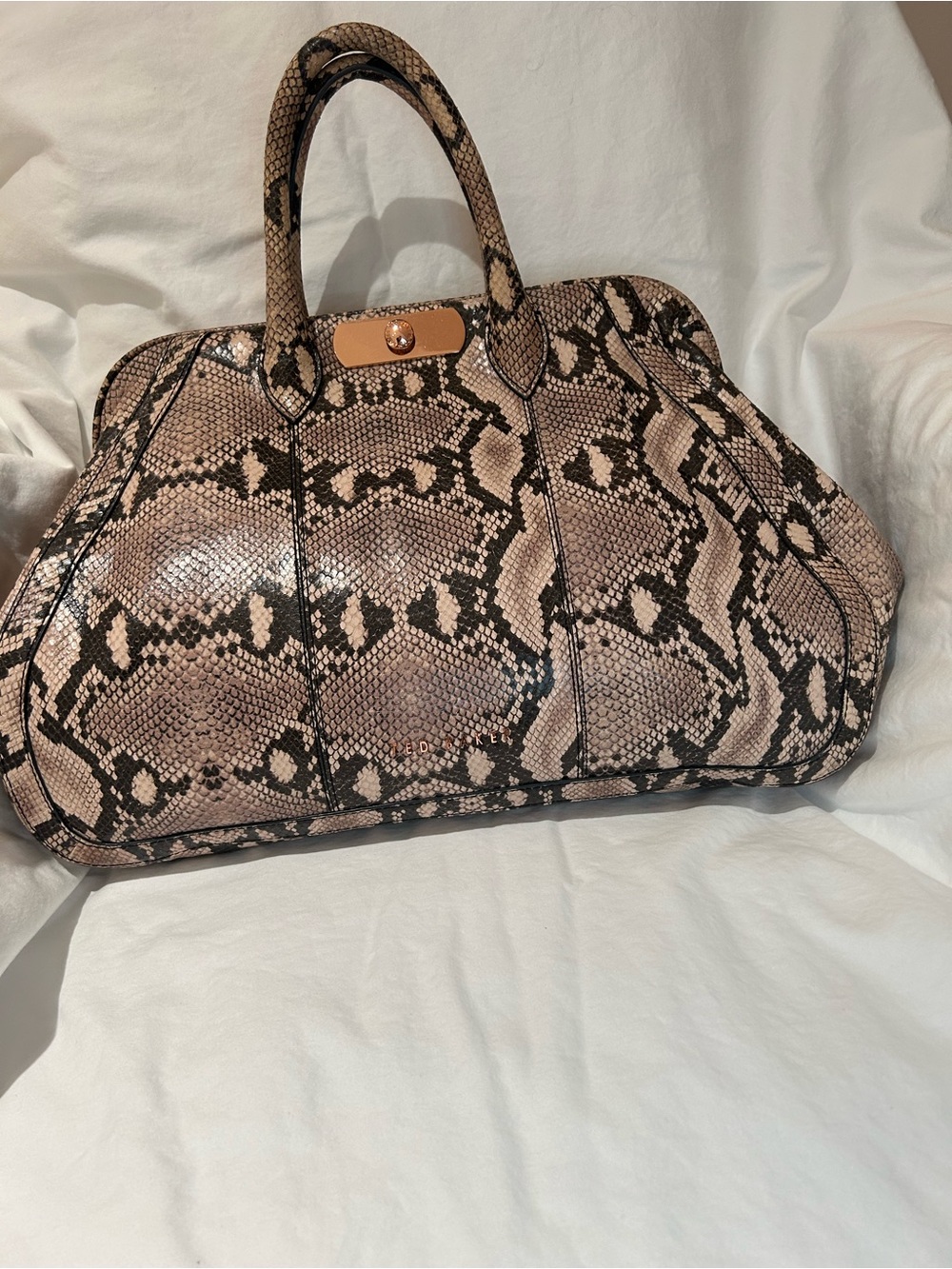 Ted Baker Pink & Black Snake-Print Tote